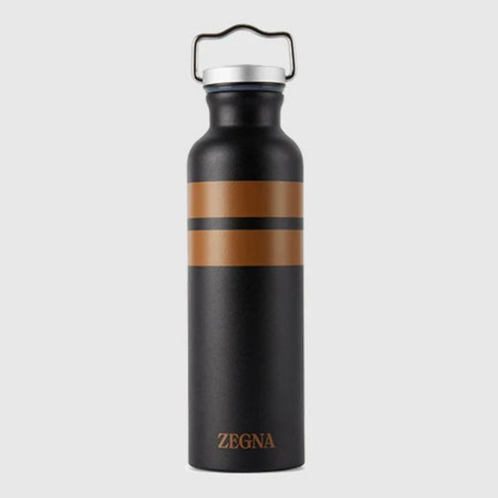 NWT Zegna - Striped Steel Water Bottle, 750ml